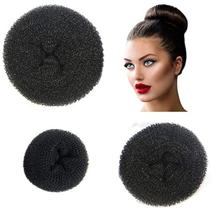 Styla Hair 3 Piece Donut Hair Bun Maker (1 Small, 1 Medium, 1 Large) Easily Create Updo’s, Ballet Bun, Messy Buns & more! Reusable for Work, School, Yoga, Parties, & more! (Black) - Image 2